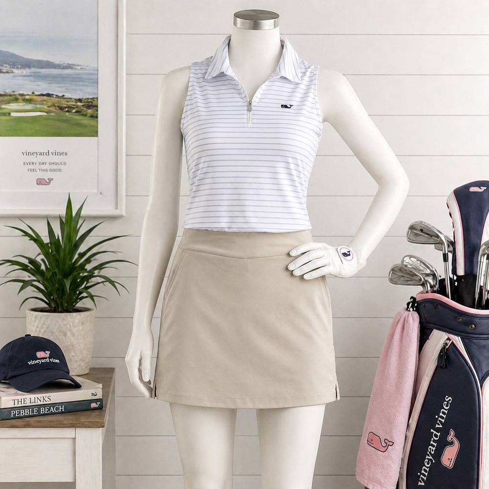 Vineyard Vines Skort Womens 10 Beige Performance Golf Tennis Skirt Sporty Preppy